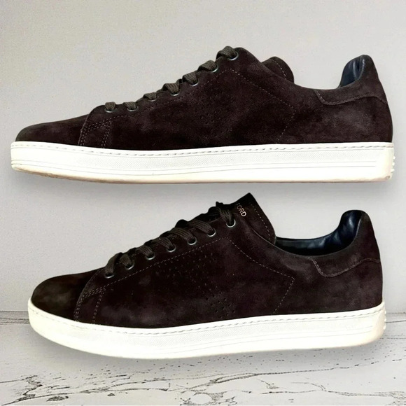 RARE TOM FORD Men's Warwick Suede Sneakers Dark Brown Size 11 - Picture 11 of 15
